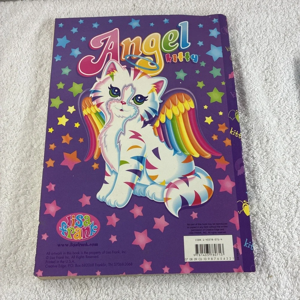 Vintage Lisa Frank Chrissy the Angel Kitty Coloring Book Bright Colorful